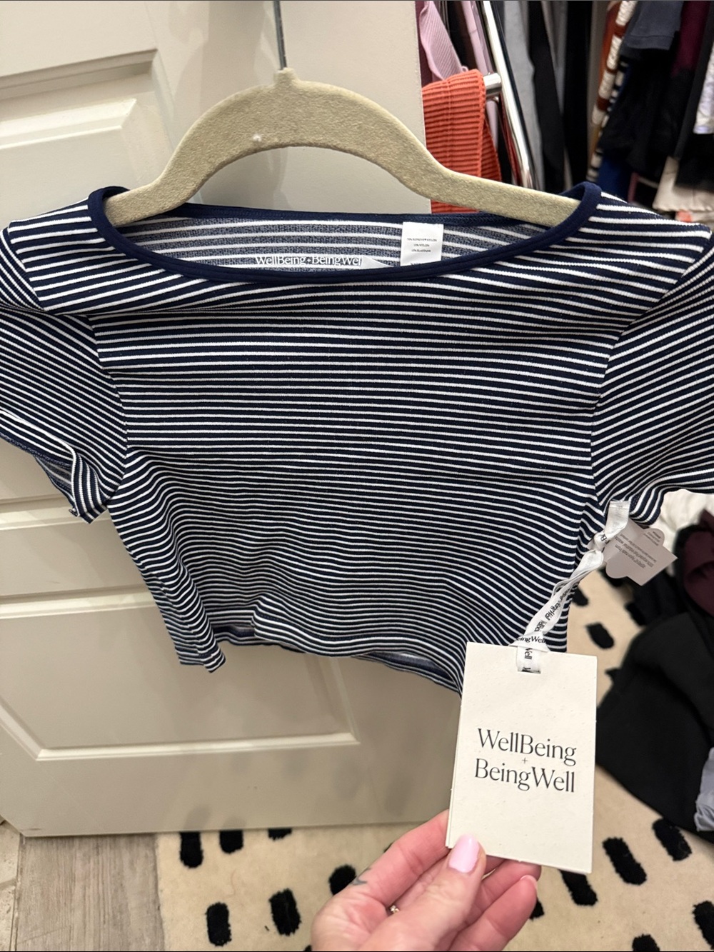 Navy & White Striped Women’s summer crop top